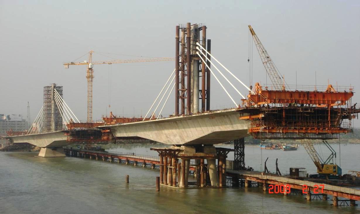 孟加拉吉大港卡纳夫里河新沙哈·阿曼纳特大桥（Shah Amanat Bridge）-施工场景